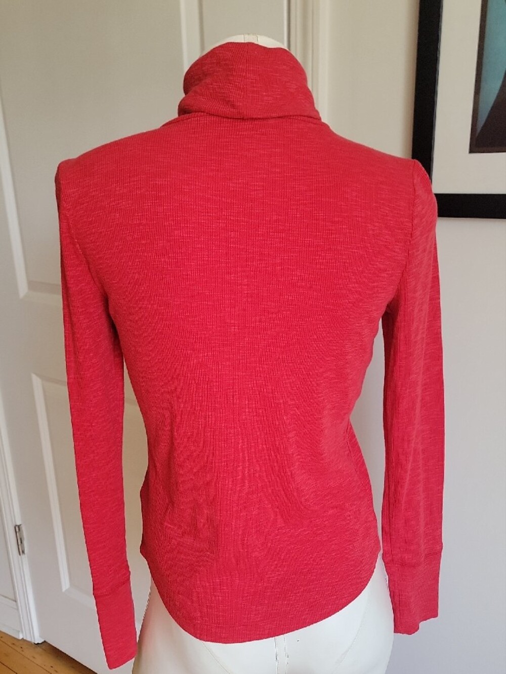 Gap Petite Crimson Red Ribbed Knit Turtleneck Long Sleeve Top XS XSP - Picture 2 of 3